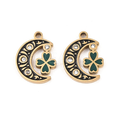 304 Stainless Steel Enamel with Rhinestone Pendants STAS-Z188-04G-1