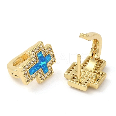Cross Rack Plating Brass Micro Pave Cubic Zirconia Earrings EJEW-P277-04G-1