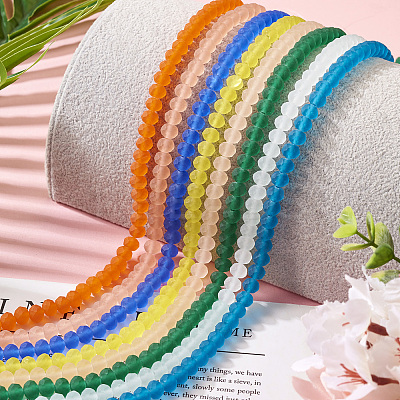 8 Strands 8 Colors Transparent Glass Beads Strands GLAA-TA0002-20-1