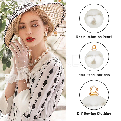 40Pcs 2 Colors Pearl Buttons Round Pearl Bridal Buttons FIND-DC0005-69-1