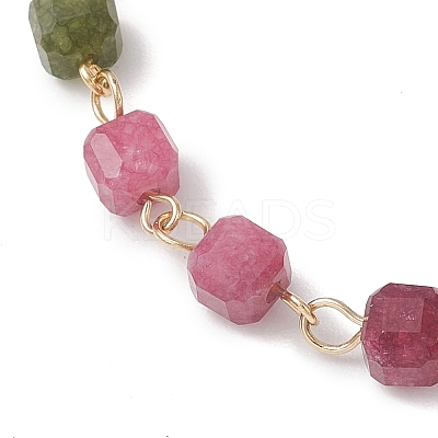 Natural Multicolor Tourmaline Beads Link Chain Bracelets for Women BJEW-JB13238-1
