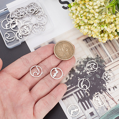 30Pcs 2 Styles 201 Stainless Steel Pendants STAS-AR0001-69-1