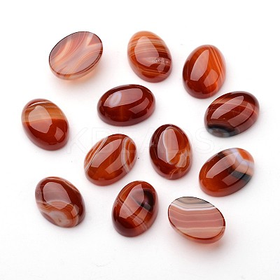 Natural Striped Agate/Banded Agate Oval Cabochons X-G-L394-02-18x13mm-1