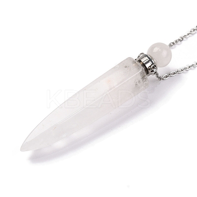 Natural Mixed Stone Bullet Shaped Perfume Bottle Pendant Necklaces G-B089-02P-1