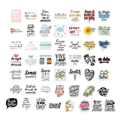50Pcs Inspirational Spanish Word Paper Stickers Set DIY-C062-03-1