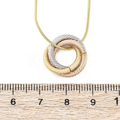 304 Stainless Steel Triple Circles Pendant Necklaces for Women NJEW-Z044-14M-1