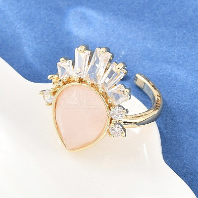 Brass with Natural Rose Quartz Finger Rings GG-CBACC2B-07G-08-1