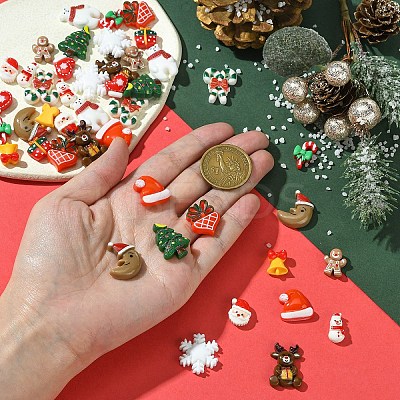45Pcs 15 Styles Christmas Opaque Resin Cabochons RESI-YW0001-99-1