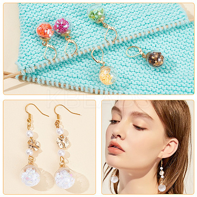 20Pcs 10 Colors Glass Ball with Star Glitter Sequins Pendant Stitch Markers HJEW-NB00029-1