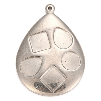 304 Stainless Steel Pendant Cabochon Settings for Enamel STAS-Z016-12P-1