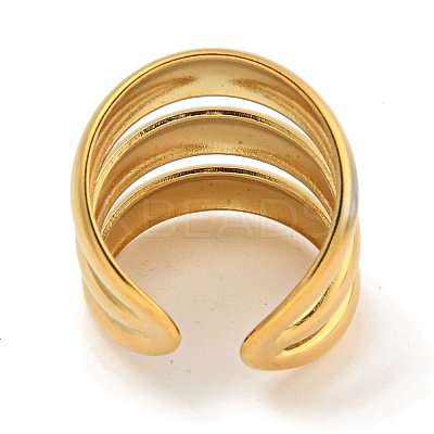 Ion Plating(IP) 304 Stainless Steel Three Layers Wide Open Cuff Ring for Women RJEW-A043-22G-1