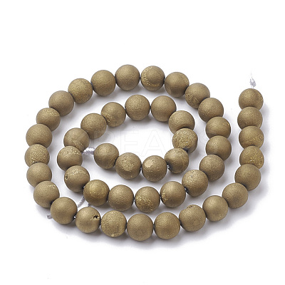 Electroplate Natural Druzy Geode Weathered Agate Beads Strands G-S284-8mm-06-1