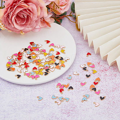 128Pcs 8 Colors Alloy Enamel Charms ENAM-HY0002-97-1