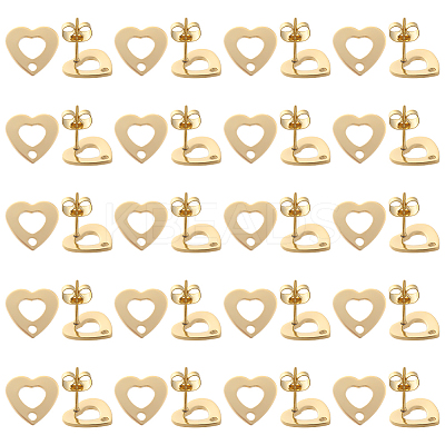 40Pcs 201 Stainless Steel Stud Earring Findings STAS-SC0005-31-1