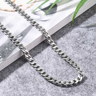 Non-Tarnish Men's 304 Stainless Steel Cuban Link Chain Necklaces NJEW-JN03170-02-1