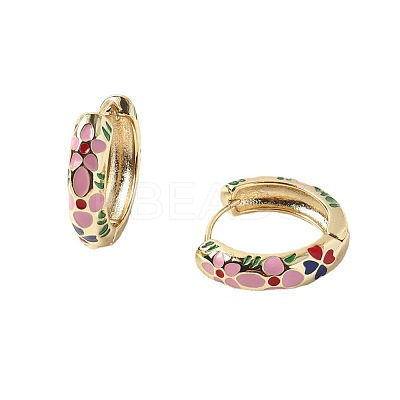 Flower Enamel Hoop Earrings EJEW-G290-03G-A-1