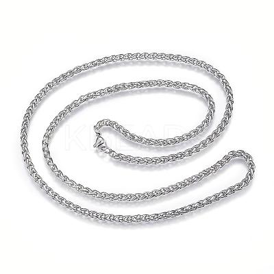 Non-Tarnish 304 Stainless Steel Wheat Chain Necklaces NJEW-D285-14P-1