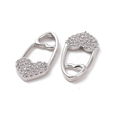 Brass Micro Pave Clear Cubic Zirconia Pendants KK-E068-VF193-1