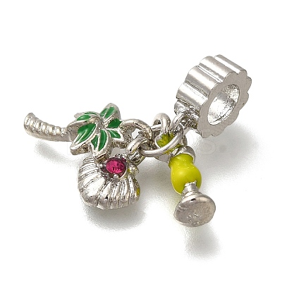 Rack Plating Alloy Rhinestone European Dangle Charms PALLOY-P307-18P-1