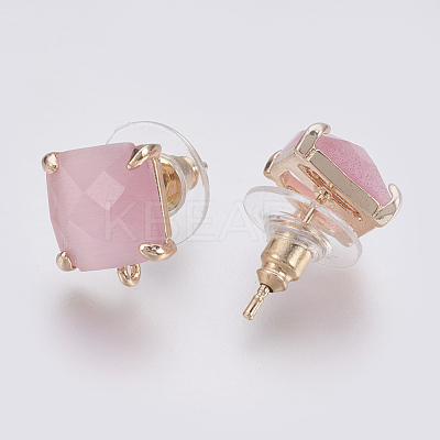 Faceted Glass Stud Earring Findings GLAA-F084-C11-1