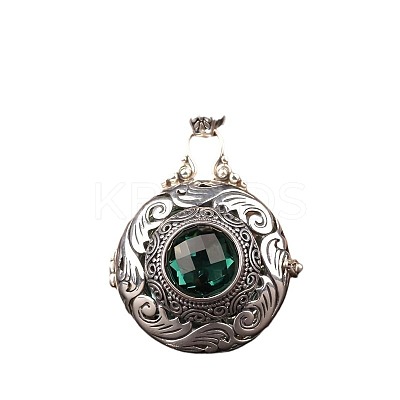 Alloy & Glass Hollow Flat Round Cage Pendant Necklaces for Diffuser Ball LS-FS-WGCD084-01-1