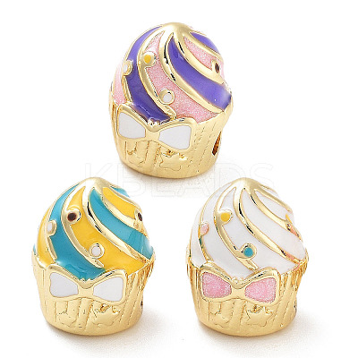 Cake Rack Plating Brass Enamel Beads KK-G512-02G-1