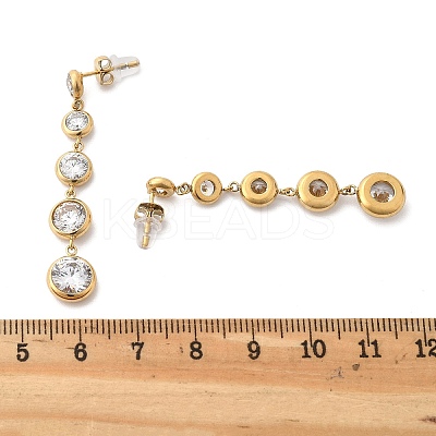 304 Stainless Steel Clear Cubic Zirconia Tassel Stud Earrings EJEW-Z094-01C-G-1