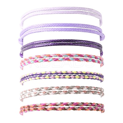 14Pcs 7 Colors Cotton Cord Bracelet Set for Men Women BJEW-FS00025-05-1