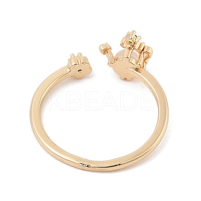 Brass Micro Pave Colourful Cubic Zirconia Open Cuff Rings for Women LS-RJEW-Z073-01G-03-1