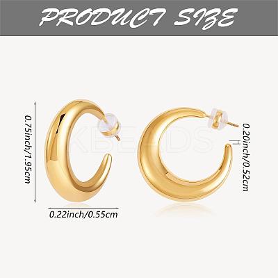 Crescent Moon Chunky Stud Earrings Half Hoop Earrings Open Oval Drop Earrings Teardrop Hoop Dangle Earrings Pull Through Hoop Earrings Statement Jewelry Gift for Women JE1089C-1