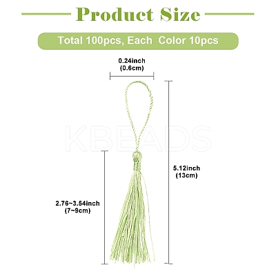 100Pcs 10 Colors Polyester Tassel Decorations OCOR-YW0001-21-1