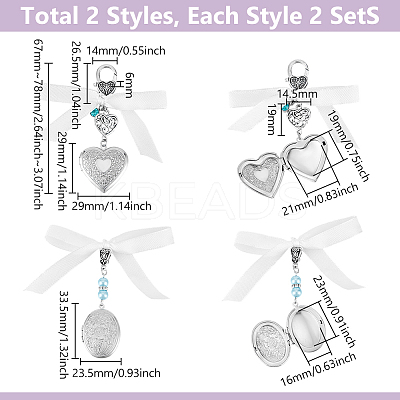 4Pcs 2 Styles Glass & Alloy Pendant Decoration HJEW-UN00037-1