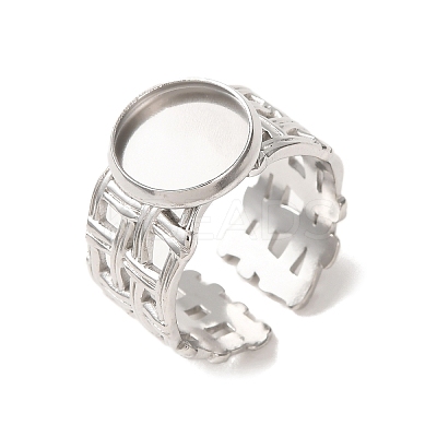 Woven Bezel 304 Stainless Steel Cuff Ring Components SA-CBAD8FA-01P-02-1