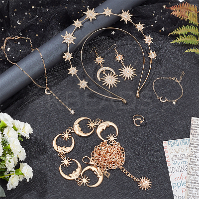 Moon & Star & Sun Rhinestone Jewelry Set SJEW-AN0001-53-1