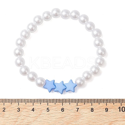 Children's Day Imitated Pearl Acrylic Beads Stretch Bracelets X-BJEW-JB13538-1