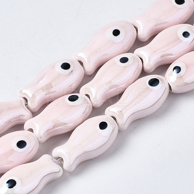 Handmade Porcelain Ceramic Beads Strands PORC-T006-03Q-1