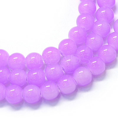 Baking Paint Imitation Jade Glass Round Bead Strands X-DGLA-Q021-6mm-44-1