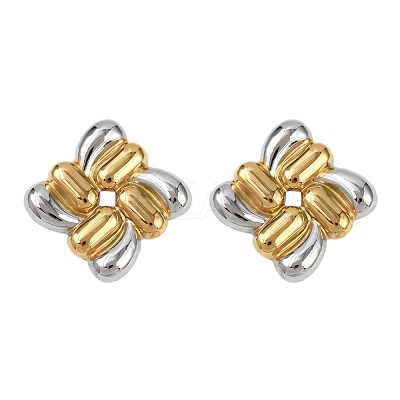304 Stainless Steel Two Tone Stud Earrings EJEW-V014-05GP-1
