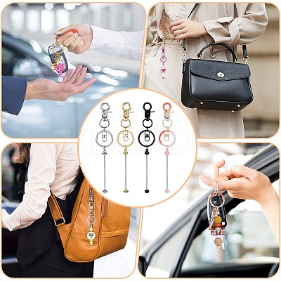 16Pcs 9 Styles Gradient Color Alloy Beadable Bar Keychain for DIY Crafts Jewelry Making KEYC-SZ0001-19-1