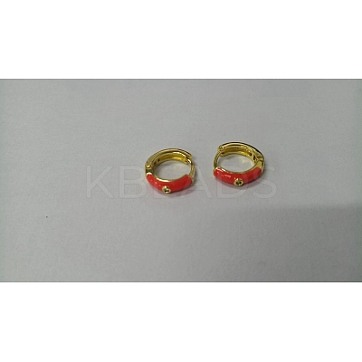 Enamel Hoop Earrings with Clear Cubic Zirconia EJEW-WH0004-39H-1