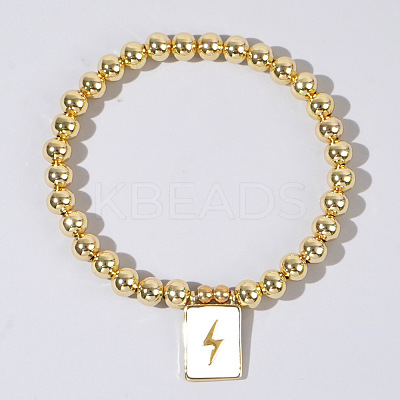 Personality Brass Round Bead Beaded Stretch Bracelets ST0339-5-1