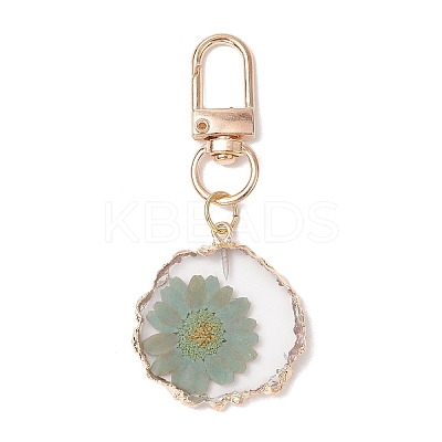 Inner Dried Flower Resin Pendant Decoration HJEW-JM02663-01-1