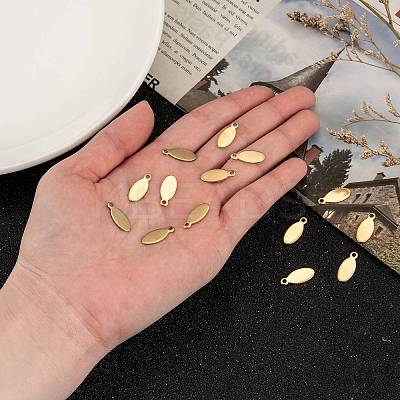Oval Ion Plating(IP) 304 Stainless Steel Stamping Blank Tag Charms LS-STAS-L159-07G-1