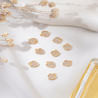 10Pcs Brass Micro Pave Clear Cubic Zirconia Charms KK-LP0001-86-1