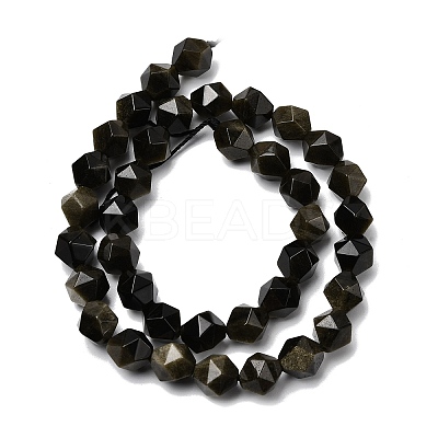 Natural Golden Sheen Obsidian Beads Strands G-Z119-A10-03-1