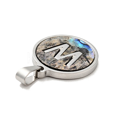 304 Stainless Steel with Paua Shell Pendants STAS-G268-02W-P-1