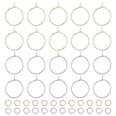 120Pcs 2 Color 316 Surgical Stainless Steel Hoop Earring Findings STAS-UN0043-01-1