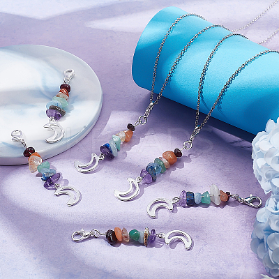 20Pcs Chakra Theme Natural Gemstone Pendant Decorations HJEW-BBC0001-01-1