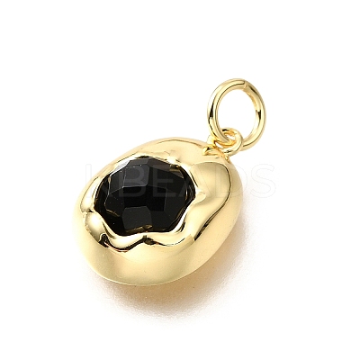 Natural Black Onyx(Dyed and Heated) Faceted Oval Charms KK-V011-45B-G-1