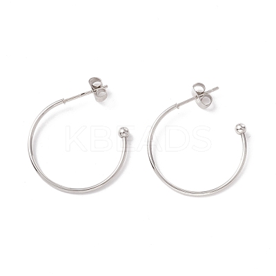 Non-Tarnish 304 Stainless Steel C-shape Stud Earrings STAS-P302-09P-1